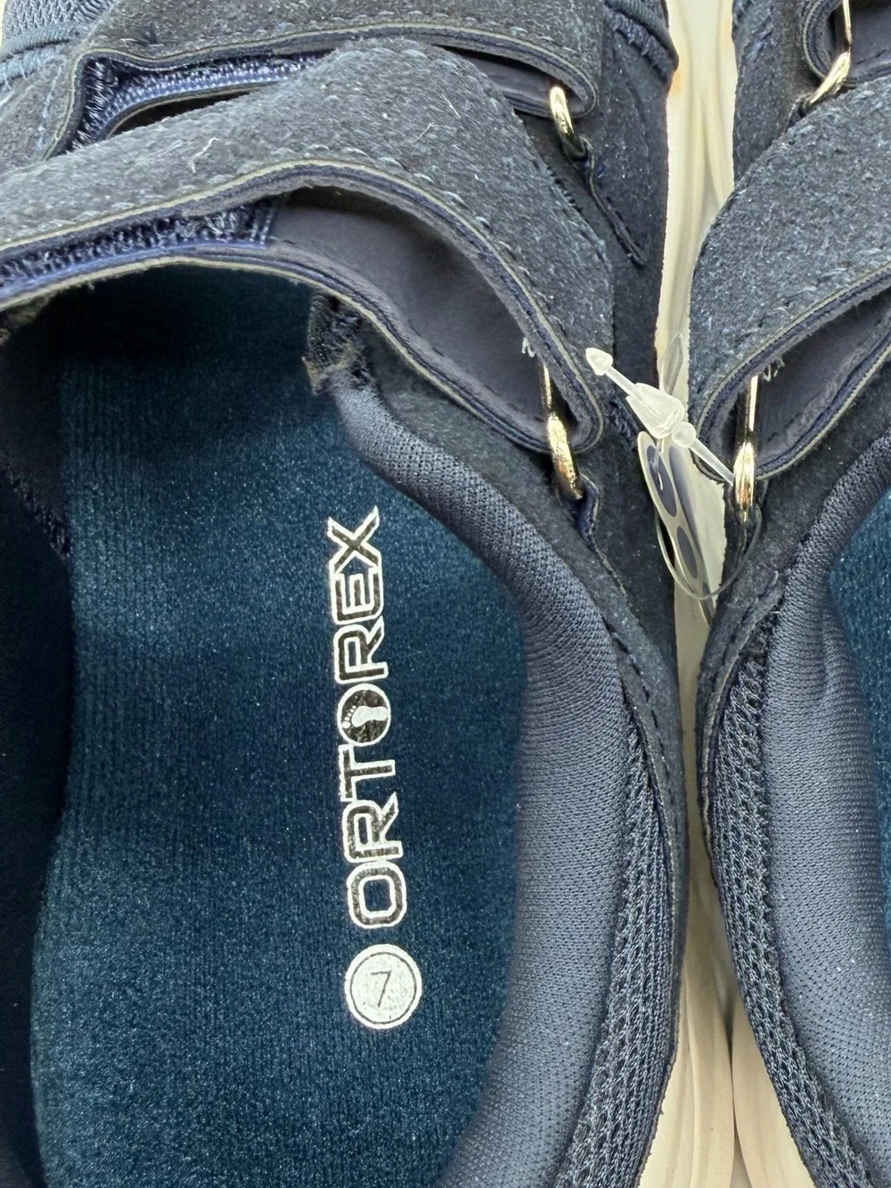 Ortorex Orthopedic Diabetic Walking Sneakers Shoes Adjustable Strap Navy 7 New